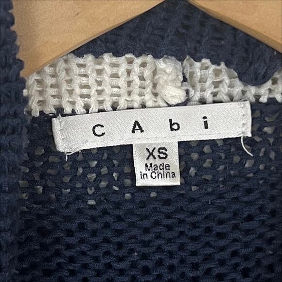 CAbi #679 Skipper Vest Cardigan Sweater Size XS Navy Blue and White Stripes - Picture 4 of 6